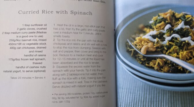 Curried rice with spinach