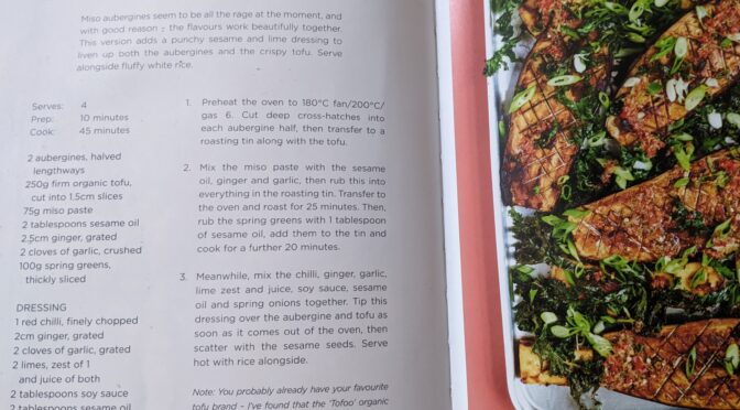 Miso aubergines with tofu, sesame and chilli